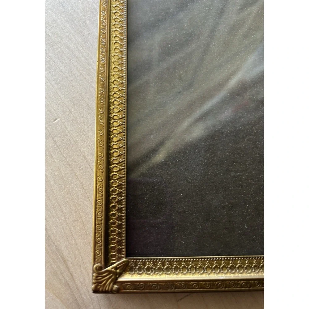 Vintage Photo Frame LOT of 2 Gold Metal Double 5 x 7 + 3 1/2 x 4 1/2 Intercraft